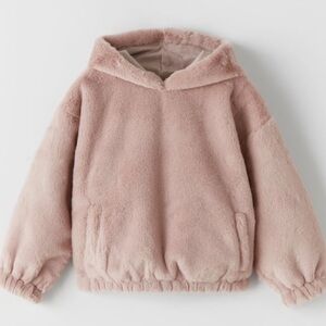 Zara Girls Faux Fur Sweatshirt with hood size 9